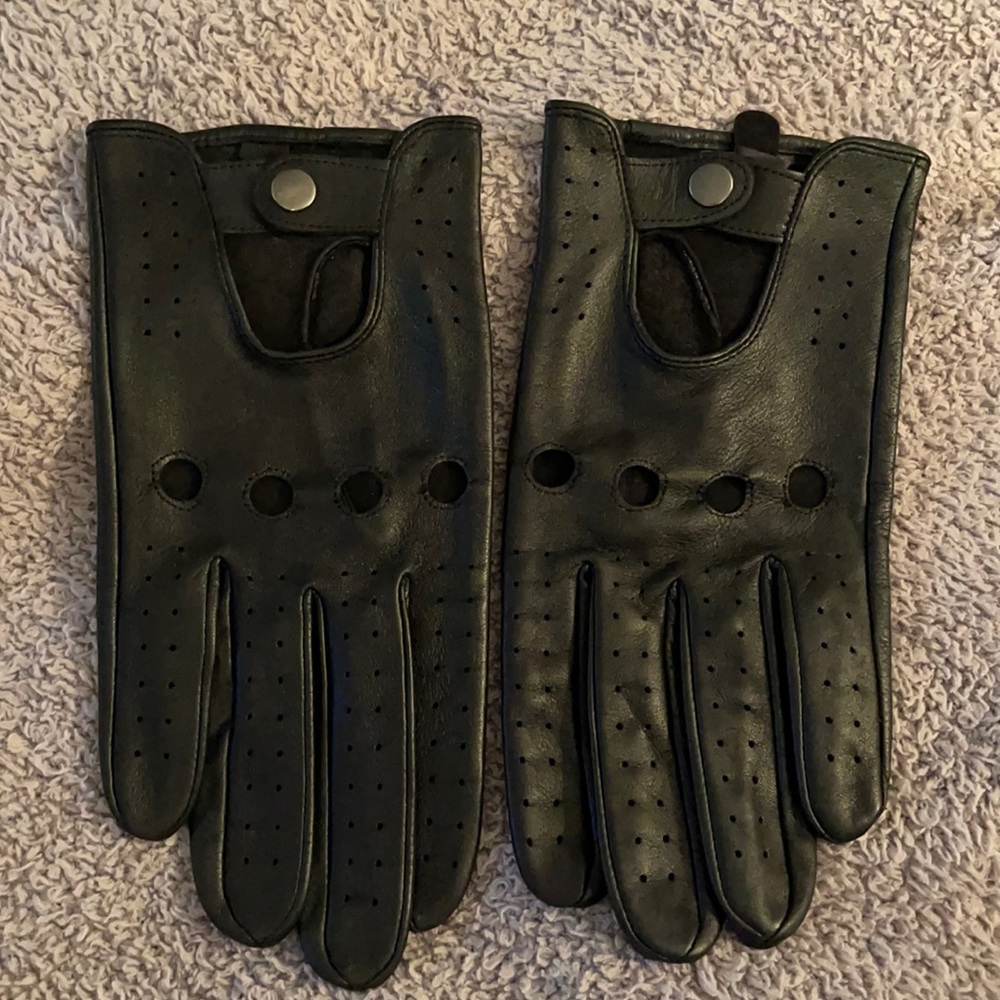 John W Nordstrom Leather Driving Gloves Black L